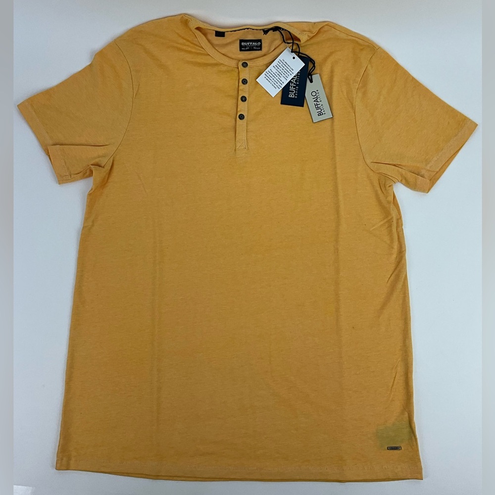Buffalo David Bitton Mustard Yellow Hensley Short Sleeve Tee NWT